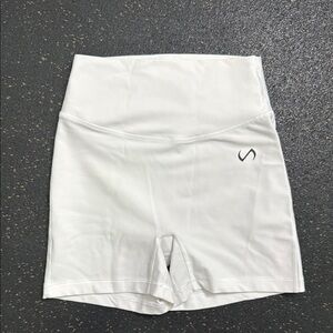 TLF White High-Waisted Bike Shorts with Compression Fit